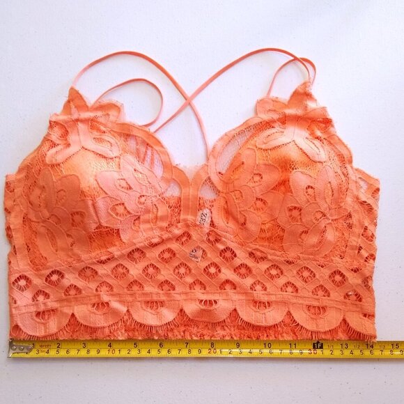 1X Sexy Lace Boudoir Bra & Matched Earrings! Mango Criss-Cross Spaghetti Straps - Picture 7 of 14